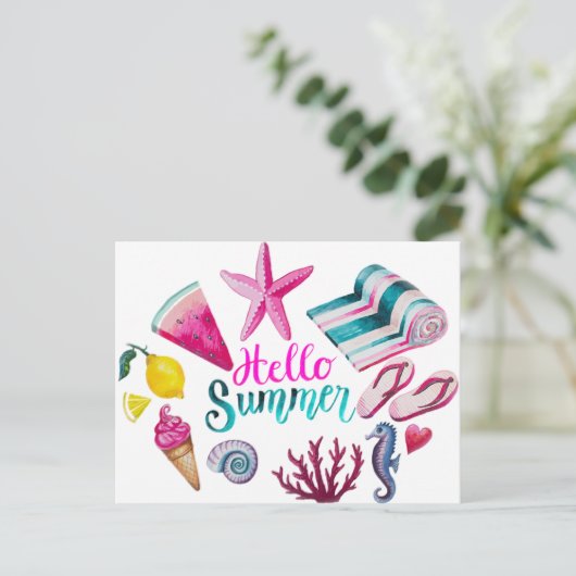 Hallo Sommer Postkarte (Stehend Vorderseite)