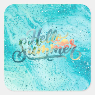 Hallo Sommer Quadratischer Aufkleber