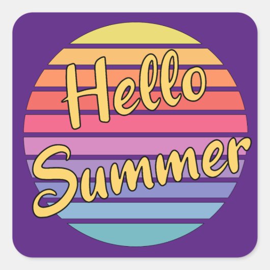 Hallo Sommer Quadratischer Aufkleber (Vorderseite)