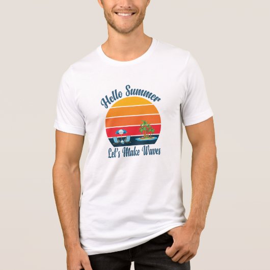 Hallo Sommer Retro Beach Sunset - Ferien Vibes Tri-Blend Shirt (Vorderseite)