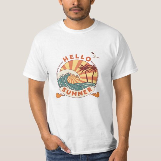 Hallo Sommer: Retro Beach Vibes T-Shirt (Vorderseite)