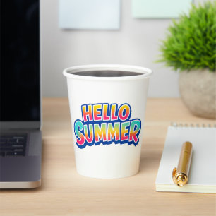 Hallo Sommer Retro Farbige Typografie Design für  Pappbecher