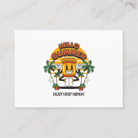 Hallo Sommer Retro Mascot Visitenkarte (Vorderseite)
