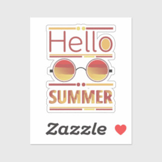 Hallo Sommer Retro Sonnenbrille Sonnenuntergang Te Aufkleber