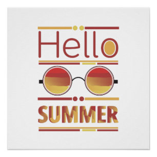 Hallo Sommer Retro Sonnenbrille Sonnenuntergang Te Poster