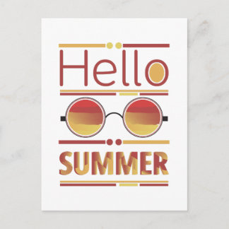 Hallo Sommer Retro Sonnenbrille Sonnenuntergang Te Postkarte