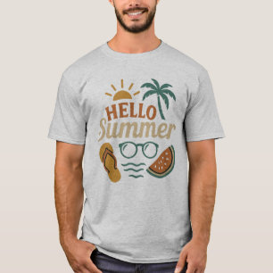 Hallo Sommer Retro-Strand-Shirt Palme & Wasser T-Shirt