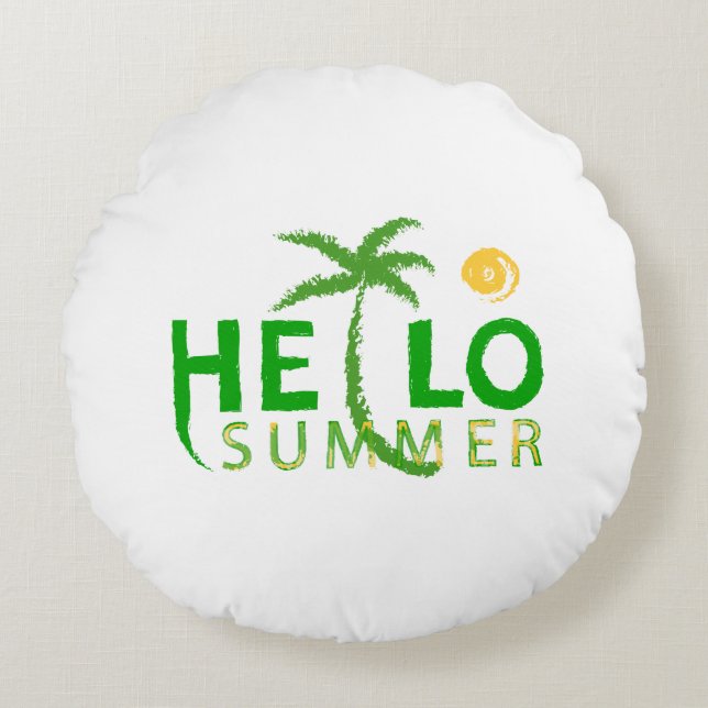 Hallo Sommer Rundes Kissen (Vorderseite)