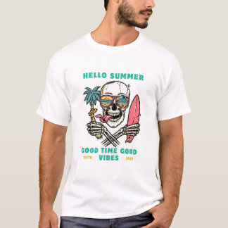 "Hallo Sommer – Skull Surfer Good Vibes" T-Shirt