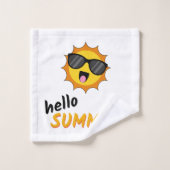 Hallo Sommer Sonne mit Sonnenbrille Badhandtuch Set (Waschlappen)