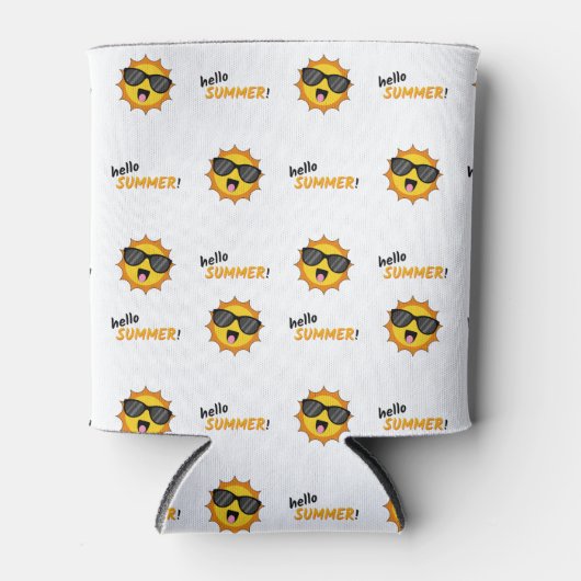Hallo Sommer Sonne mit Sonnenbrille Dosenkühler (Vorderseite)