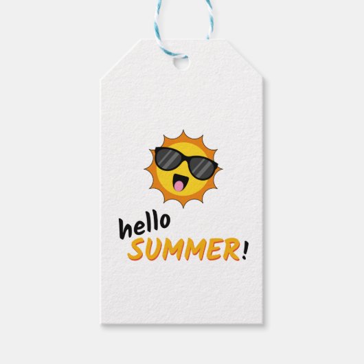 Hallo Sommer Sonne mit Sonnenbrille Geschenkanhänger (Vorderseite)