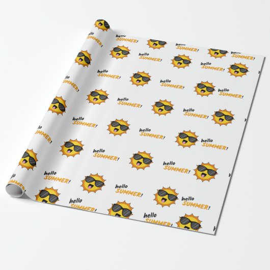 Hallo Sommer Sonne mit Sonnenbrille Geschenkpapier (Ungerollt)