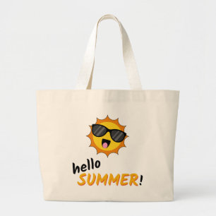 Hallo Sommer Sonne mit Sonnenbrille Jumbo Stoffbeutel