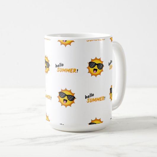 Hallo Sommer Sonne mit Sonnenbrille Kaffeetasse (VorderseiteRechts)