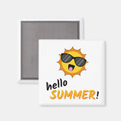 Hallo Sommer Sonne mit Sonnenbrille Magnet (Vorderseite/Rückseite)