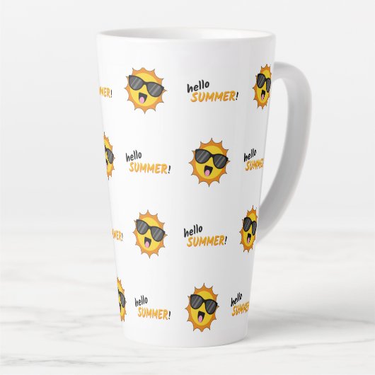 Hallo Sommer Sonne mit Sonnenbrille Milchtasse (Rechte Ecke)