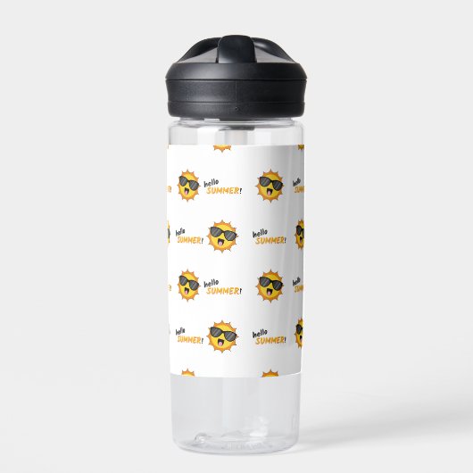 Hallo Sommer Sonne mit Sonnenbrille Trinkflasche (Vorderseite)