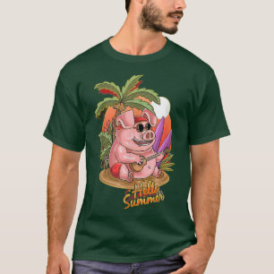 Hallo Sommer Sonnenuntergang Sonnenuntergang Schwe T-Shirt