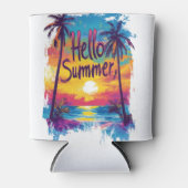 Hallo Sommer Sonnenuntergang und Palmen Bäume könn Dosenkühler (Vorderseite)