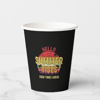 Hallo Sommer Stimmung Vintage Sonnenuntergang Somm Pappbecher