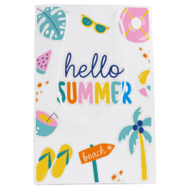 Hallo Sommer Strand Spaß Retro Design Mittlere Geschenktüte