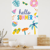 Hallo Sommer Strand Spaß Retro Design Poster (Küche)