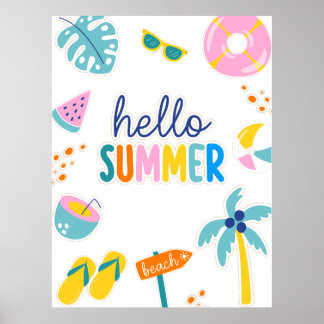 Hallo Sommer Strand Spaß Retro Design Poster