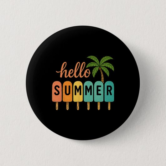 Hallo Sommer Strandurlaub Eiscreme Eis am Stiel Gi Button (Vorderseite)
