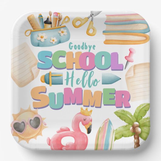 Hallo Sommer! Summer Pool Party der Schule Pappteller (Vorderseite)