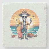 Hallo Sommer - Surfer Steinuntersetzer (Vorderseite)