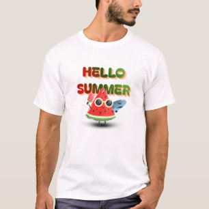 Hallo Sommer Süße Wassermelone Strand Kunst T-Shirt