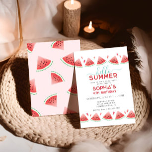 Hallo Sommer Sweet Watermelon Geburtstagsparty Einladung