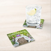 Hallo Sommer Tee und Pflaumen im Garten Rechteckiger Pappuntersetzer (Vor Ort)