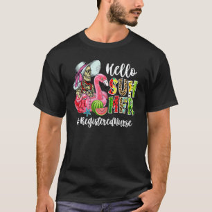 Hallo Sommer Totenkopf Flamingo Schwimmhilfe Krank T-Shirt