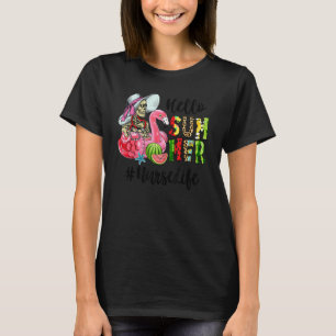 Hallo Sommer Totenkopf Flamingo Schwimmkörper Wass T-Shirt