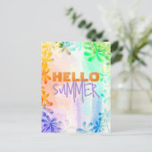 Hallo Sommer Tropical Exotic Pastell Watercolor Postkarte (Stehend Vorderseite)