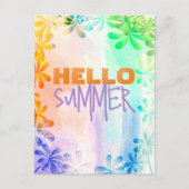 Hallo Sommer Tropical Exotic Pastell Watercolor Postkarte (Vorderseite)