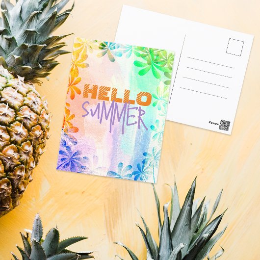 Hallo Sommer Tropical Exotic Pastell Watercolor Postkarte