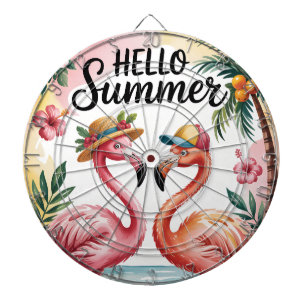 Hallo Sommer Tropische Flamingos & Sonniger Spritz Dartscheibe
