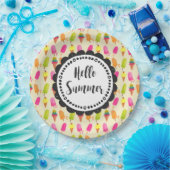 Hallo Sommer Typografie Popsicles und Ice Creme Pappteller (Party)