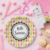 Hallo Sommer Typografie Popsicles und Ice Creme Pappteller (Party)