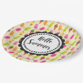 Hallo Sommer Typografie Popsicles und Ice Creme Pappteller (Schrägansicht)