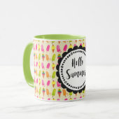 Hallo Sommer Typografie Popsicles und Ice Creme Tasse (Vorderseite Links)