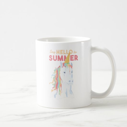 Hallo Sommer UNICORN Niedlich Rainbow Kawaii Funny Kaffeetasse (Rechts)