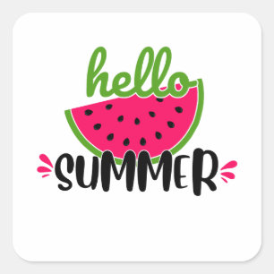 Hallo Sommer Wassermelone Quadratischer Aufkleber
