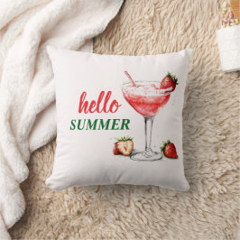 Hallo Sommer Watercolor Erdbeercocktail Kissen
