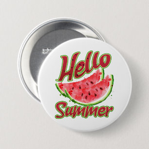 Hallo Sommer   Watercolor Watermelone Design Button