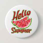 Hallo Sommer | Watercolor Watermelone Design Button (Vorderseite)