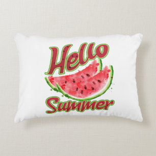 Hallo Sommer Watercolor Watermelone Design Dekokissen